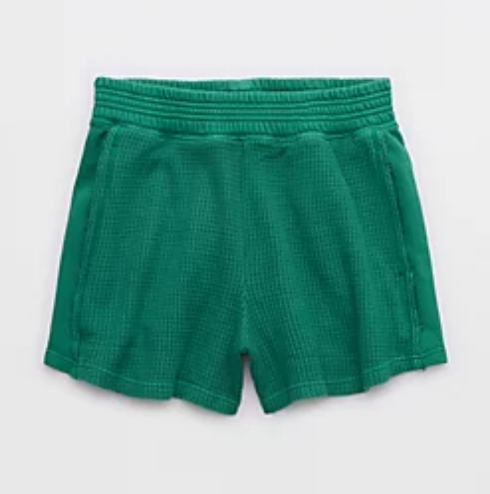 🆕️NWT Aerie Aerie High Waisted Waffle Short in 'Green Envy', Size Small